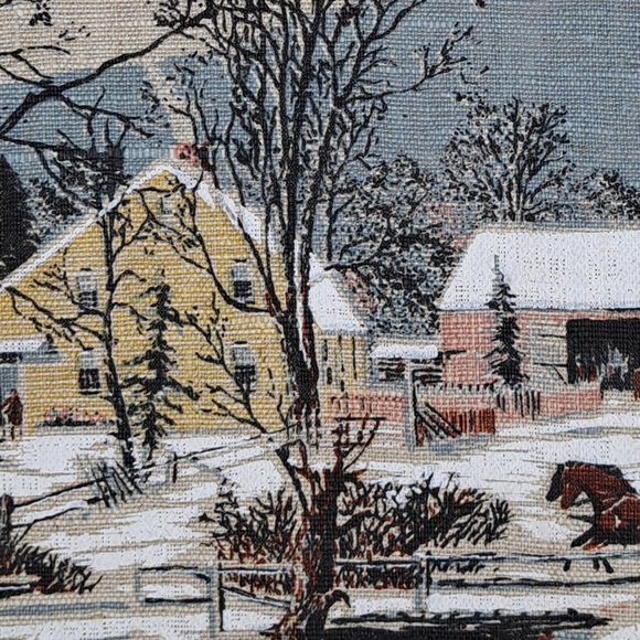 Vintage 1982 Linen Calendar Country Farm in Winter Scene - Picture 5 of 16